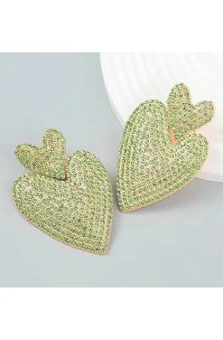 PENDIENTES DOS CORAZONES VERDE