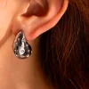 PENDIENTES DROP PLATA CON STRASS