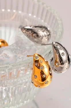 PENDIENTES DROP PLATA CON STRASS