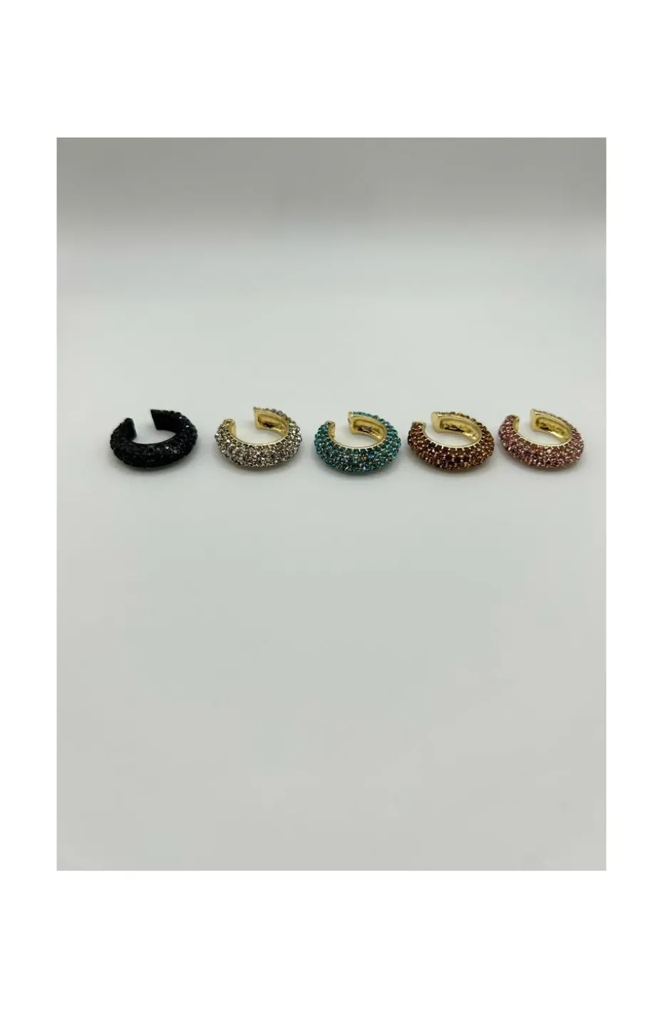 PENDIENTES EAR CUFFS CRISTALES NEGRO