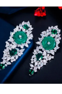 PENDIENTES ESMERALDAS CIRCONITAS JOYA