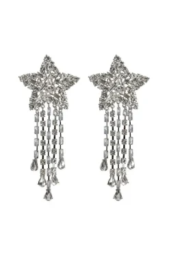 PENDIENTES ESTRELLA CRISTALES PLATA
