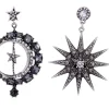PENDIENTES ESTRELLA Y LUNA CRISTALES NEGRO