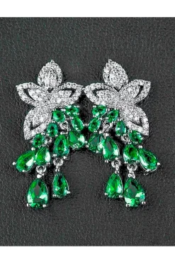 PENDIENTES FLOR CON LAGRIMAS VERDE
