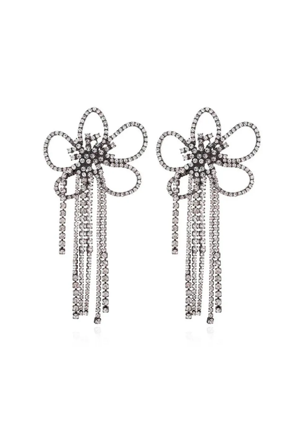 PENDIENTES FLOR CON TIRAS DE CRISTALES