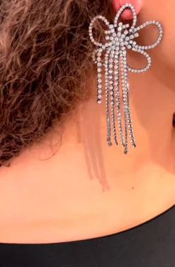 PENDIENTES FLOR CON TIRAS DE CRISTALES