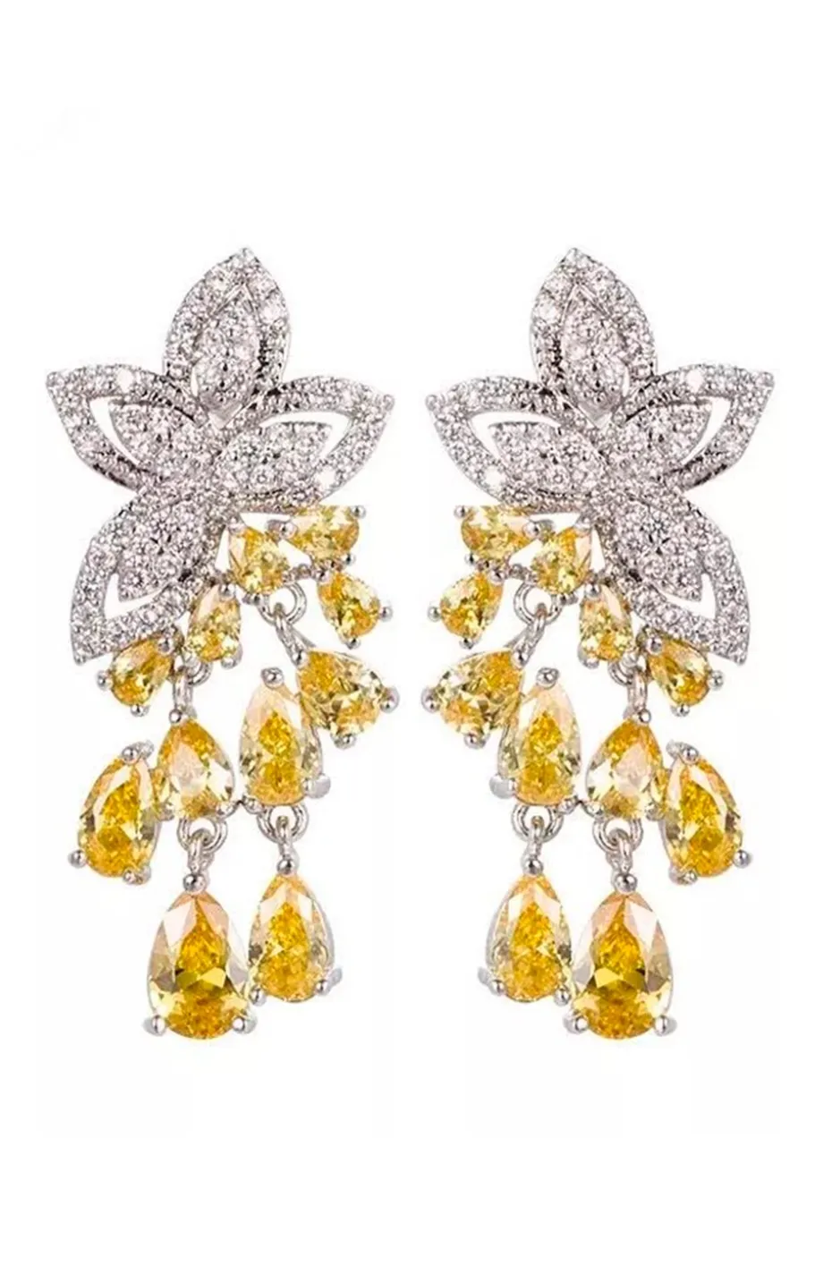 PENDIENTES FLOR GOTAS AMARILLAS