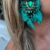 PENDIENTES FLOR PETALOS VERDE