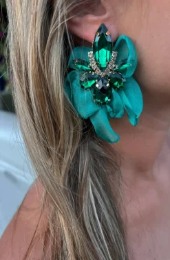 PENDIENTES FLOR PETALOS VERDE