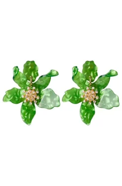 PENDIENTES FLOR RESINA VERDE