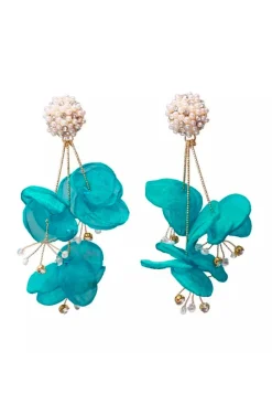PENDIENTES FLORALES Y PERLAS