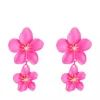 PENDIENTES FLORES FUCSIA