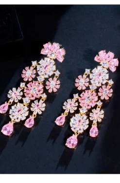 PENDIENTES FLORES ROSAS