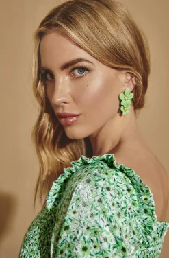 PENDIENTES FLORES VERDES