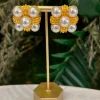 PENDIENTES GEOMÉTRICOS CON PERLAS