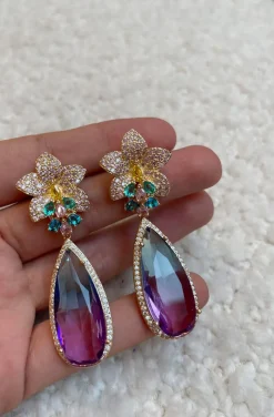 PENDIENTES GOTA Y FLOR