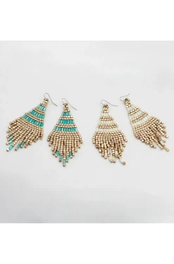 PENDIENTES HIPPIE CHIC ABALORIOS BLANCO
