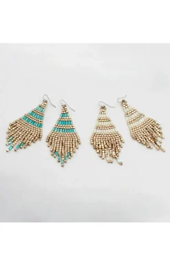 PENDIENTES HIPPIE CHIC ABALORIOS TURQUESA