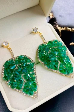 PENDIENTES HOJA VERDE CIRCONITAS