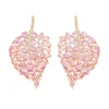 PENDIENTES HOJAS CIRCONITAS ROSAS