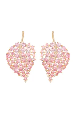 PENDIENTES HOJAS CIRCONITAS ROSAS