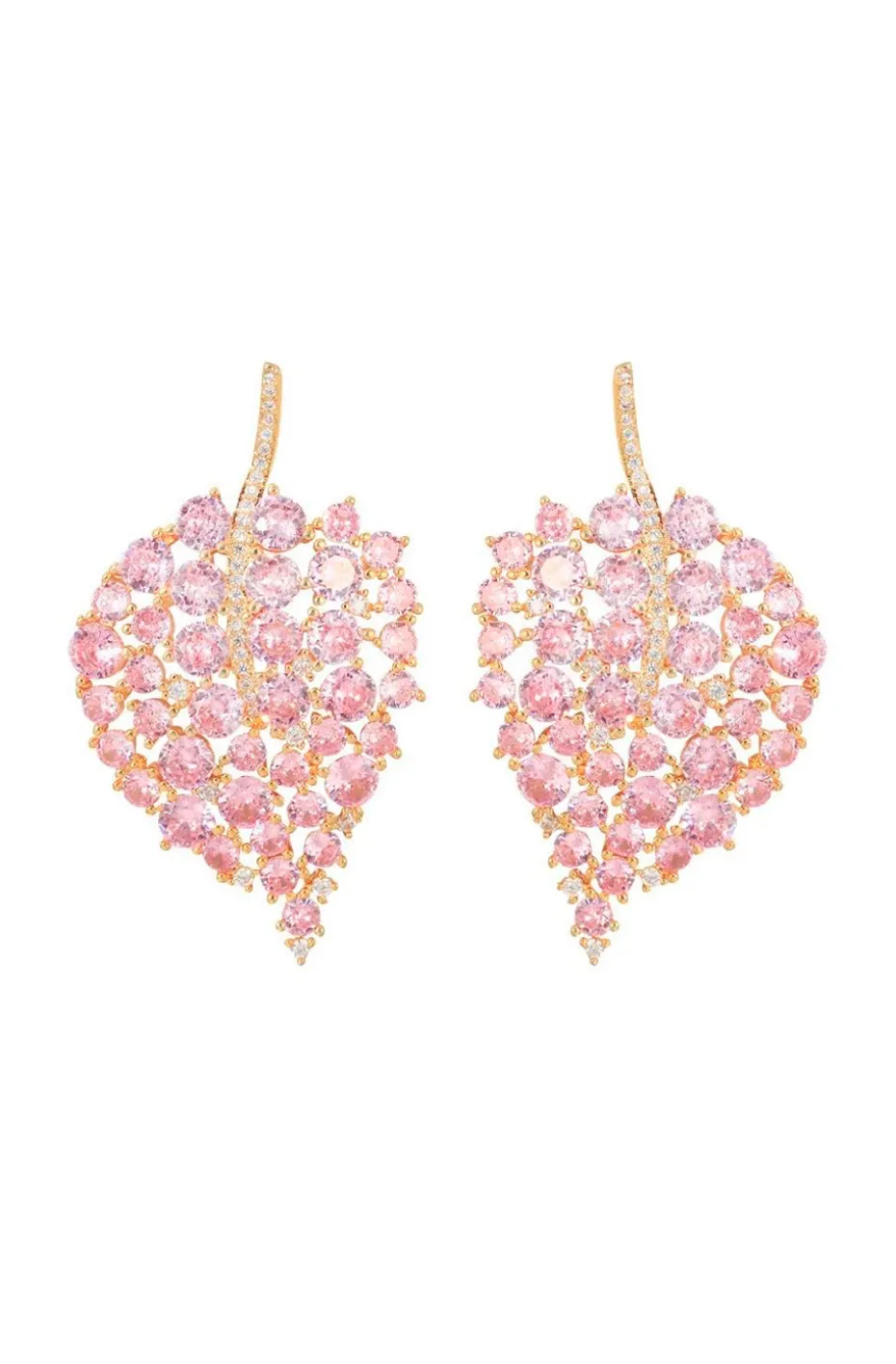 PENDIENTES HOJAS CIRCONITAS ROSAS