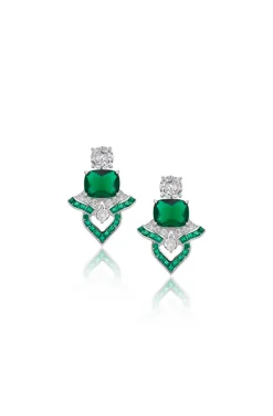 PENDIENTES JOYA ESMERALDA Y CIRCONITAS