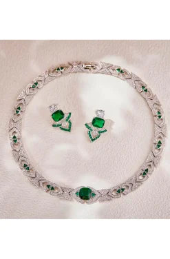 PENDIENTES JOYA ESMERALDA Y CIRCONITAS