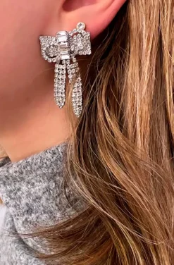 PENDIENTES LAZADA CRISTALES PLATA