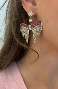 PENDIENTES LAZO CON CIRCONITAS IN PINK