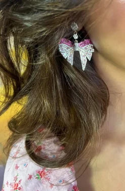 PENDIENTES LAZO CON CIRCONITAS IN PINK