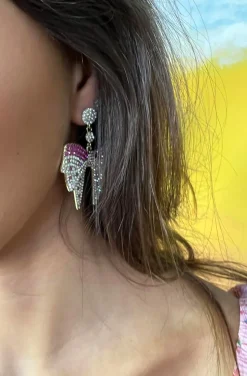 PENDIENTES LAZO CON CIRCONITAS IN PINK