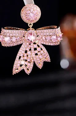PENDIENTES LAZOS ROSA