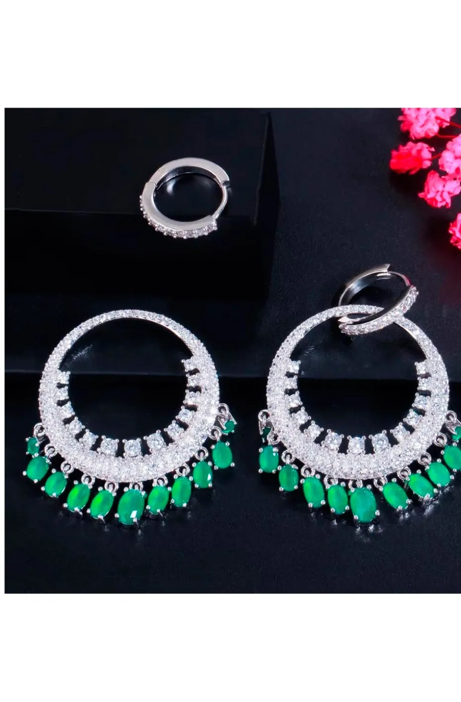 PENDIENTES NORIA VERDE ESMERALDA