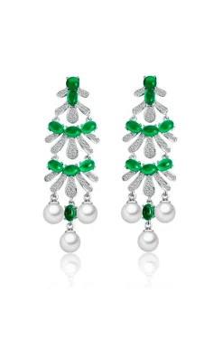 PENDIENTES PERLAS Y ESMERALDAS