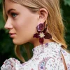 PENDIENTES RESINA FLOR GRANATE
