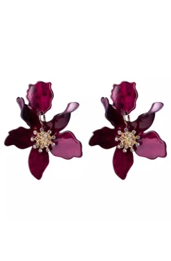 PENDIENTES RESINA FLOR GRANATE