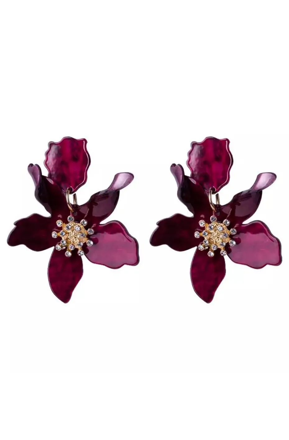 PENDIENTES RESINA FLOR GRANATE