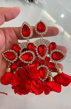 PENDIENTES SEVILLA FLORES ROJO VIVO