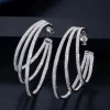 PENDIENTES TRES AROS CRISTALES PLATA