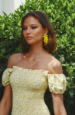 PENDIENTES TRES FLORES YELLOW