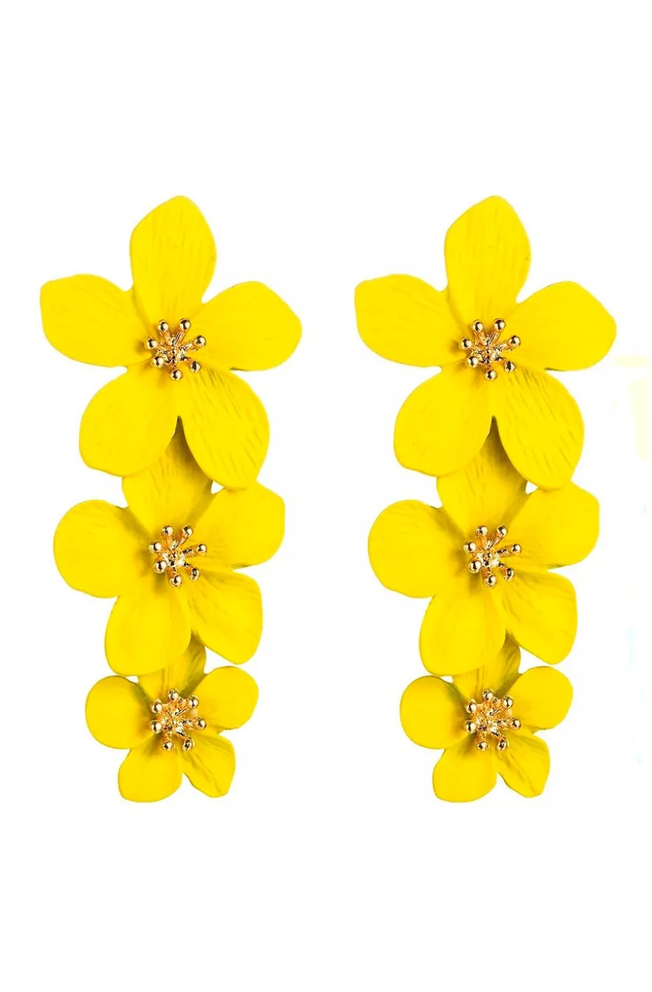 PENDIENTES TRES FLORES YELLOW
