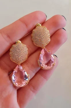 PENDIENTRD LAGRIMA ROSA