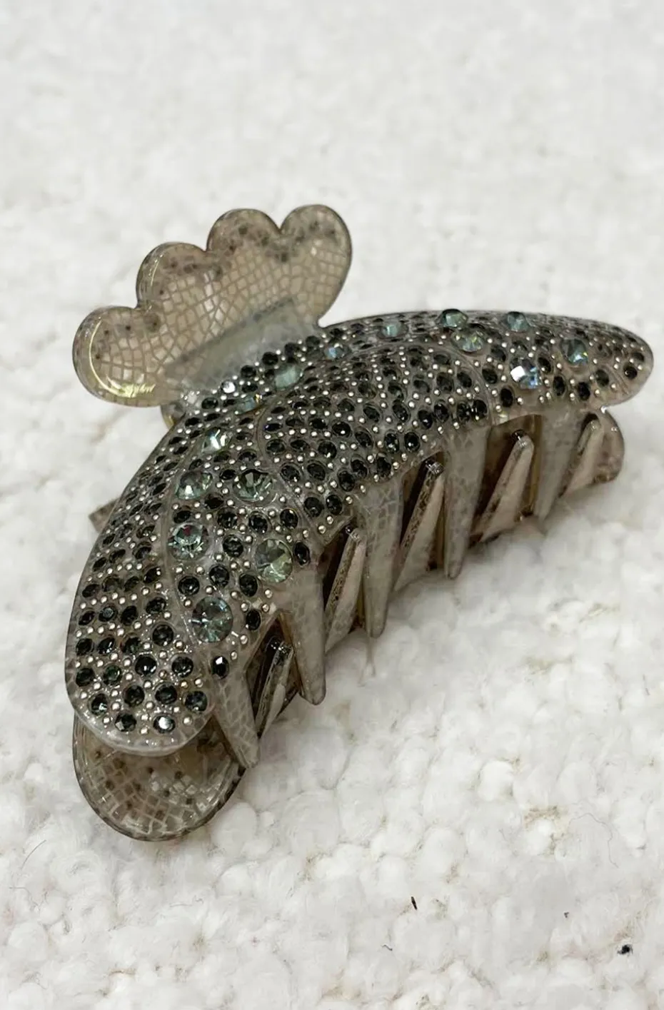 PINZA DEL PELO CRISTALES GRIS