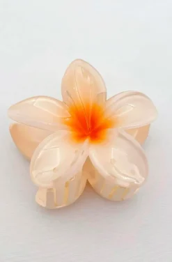 PINZA DEL PELO FLOR HAWAIANA CREMA PASTEL