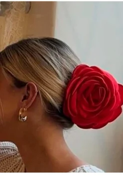 PINZA DEL PELO ROSA ROJA