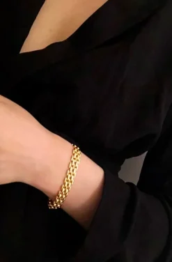 PULSERA ESLABONES CADENA DORADA