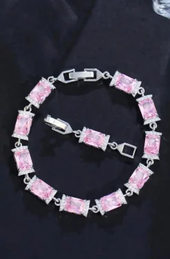 PULSERA CIRCONITAS BAGUETTE ROSA