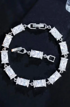 PULSERA CIRCONITAS BAGUETTE PLATA