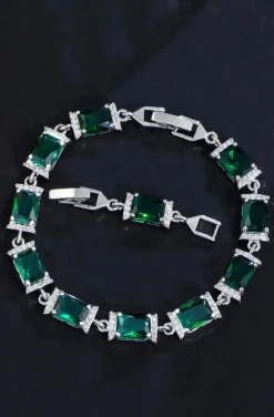 PULSERA CIRCONITAS BAGUETTE VERDE ESMERALDA